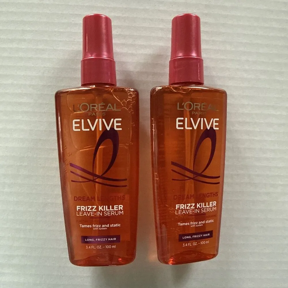 Lot of 2 L'Oreal Paris Elvive Dream Lengths Frizz Killer Leave-In Serum